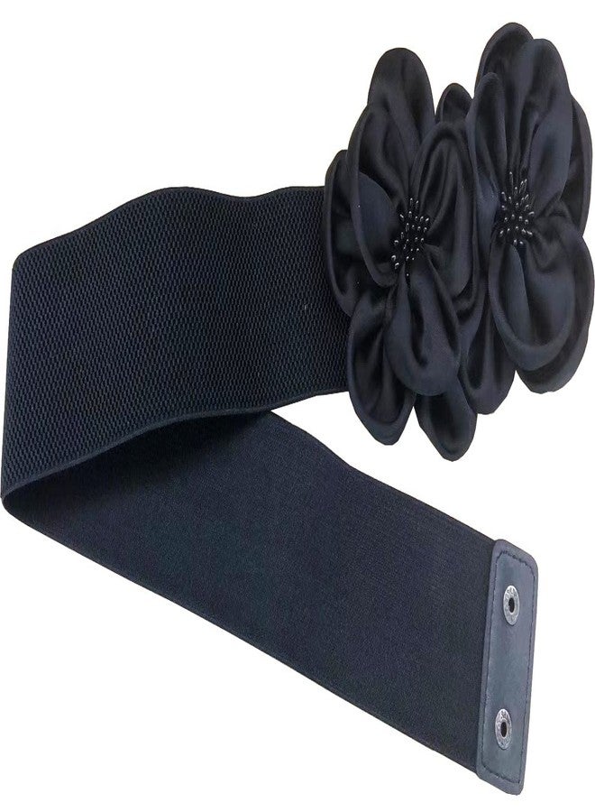 ALAIX Women's Wide Belt Stretchy Chunky Waist Belt Dress Belts Big Flower Cinch Belts Elastic Belts for Women - Image 5
